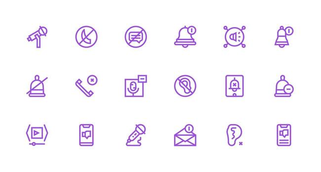 18 Icons for Mute in Strong Stroke Line Format Balanced Icon Set for Functional Design vector