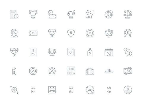 Value Design Icons featuring 35 in Light Line Style Interface Icons for Daily Use vector