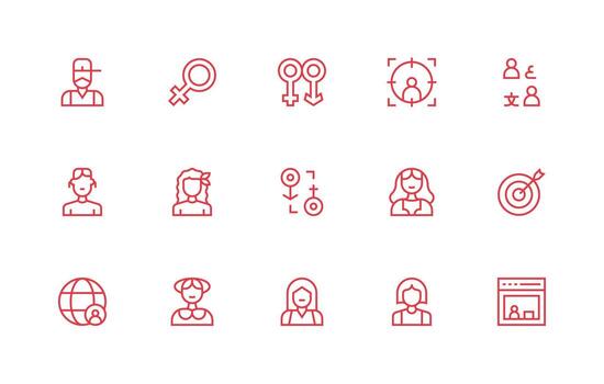 15 Regular Line Designs for Demographic Icons Simplified Icon Pack for Visual Tools vector