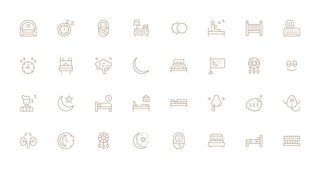 Thin Line Style Sleep Icons with 32 Vectors High-Resolution Icons for Any Platform