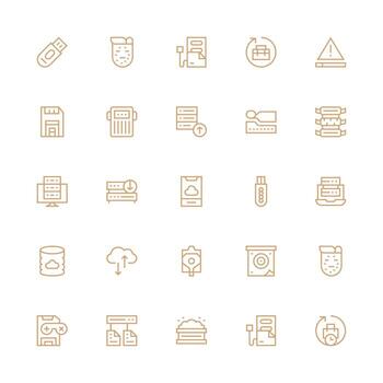 Medium Stroke Outline Style Backup Icons with 25 Vectors Complete Icon Bundle for Web Design
