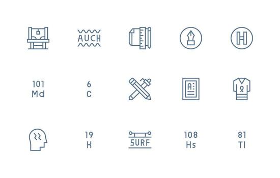 tipografía presentando 15 íconos en regular línea diseño mínimo icono paquete vector