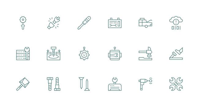 18 Minimal Line Vectors for Fixing Theme Multi-Style Icons for Creative Projects