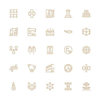 diagrama icono colección con 25 medio carrera contorno diseños alta resolución íconos para ninguna plataforma vector