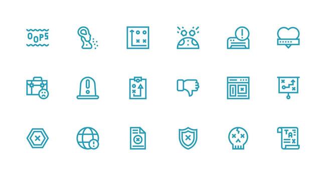 18 íconos para fracaso en fuerte carrera línea formato de múltiples fines icono conjunto vector