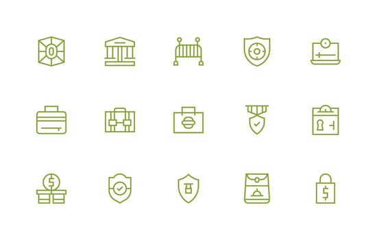 Safe Icon Set with 15 Regular Line Graphics Design Icon Pack vector