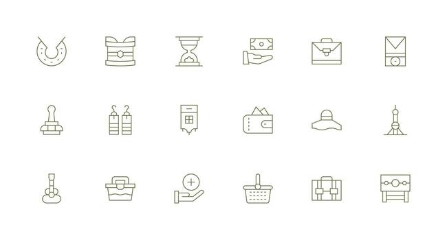 18 mínimo línea estilo íconos desde sostener colección bien estructurado íconos para creativo utilizar vector