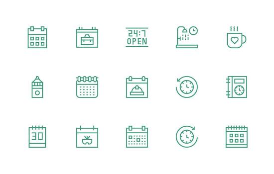 diario presentando 15 íconos en regular línea diseño flexible icono sistema para web interfaces vector