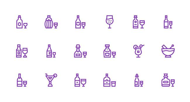 Spirits Icon Set with 18 Strong Stroke Line Graphics Simplified Icon Pack for Visual Tools vector