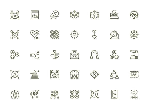 Regular Clean Line Style Relationship Icons with 35 Vectors Multi-Style Icons for Creative Projects