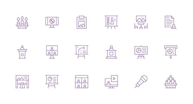 mínimo línea estilo presentación íconos con 18 vectores inteligente icono colección