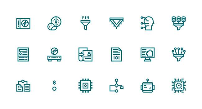 fuerte carrera línea estilo datos Procesando íconos con 18 vectores profesional icono conjunto