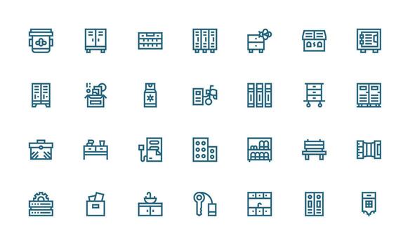 Cabinet Design Icons featuring 28 in Bold Line Style Icon Set for Projects vector