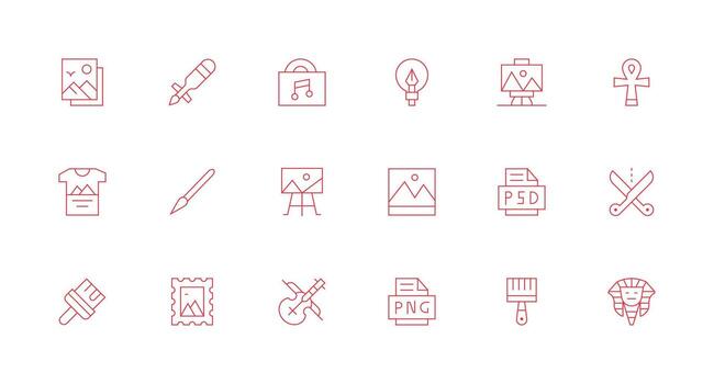 Minimal Line Icons from Artwork Set with 18 Vectors Simple Icons for Interface and Wireframes