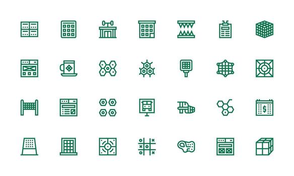 cuadrícula icono conjunto con 28 negrita línea gráficos de uso múltiple icono diseño paquete vector