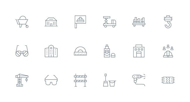 Minimal Line Style Construction Icons with 18 Vectors User Interface Icons for Digital Products