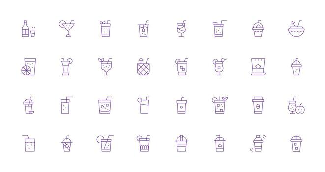 Iced Set with 32 Thin Line Icons Icon Set for Projects vector