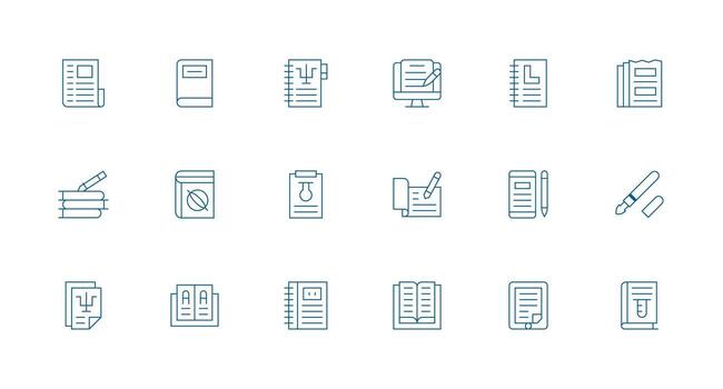 Minimal Line Style Journal Icons with 18 Vectors Icons Built for Visual Consistency Pack