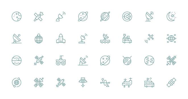 32 Icons for Satellite in Thin Line Format Clean Icon Set Icon Pack for UI Projects vector