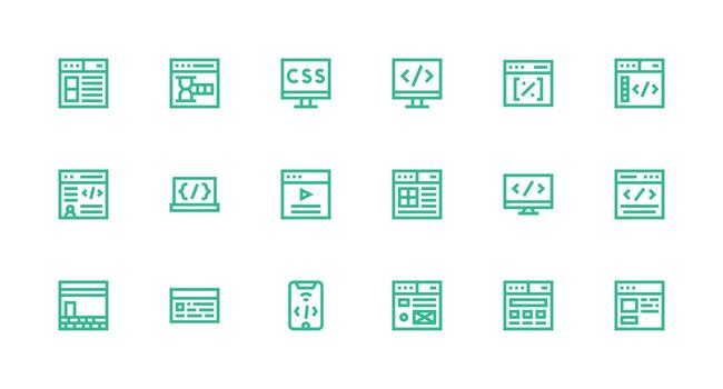18 Strong Stroke Line Icons for Html Graphics Icon Set vector