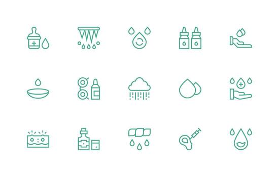 Drops featuring 15 Icons in Regular Line Design Web Icon Collection vector