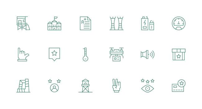 High Icon Collection with 18 Minimal Line Designs User Interface Icons for Digital Products vector