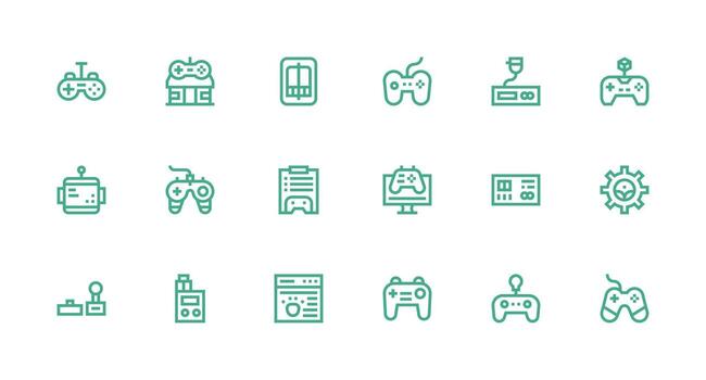 consola conjunto con 18 fuerte carrera línea íconos icono conjunto para aplicaciones vector