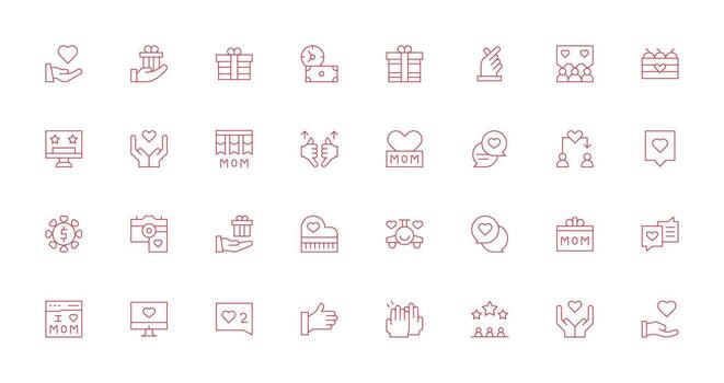 Appreciation featuring 32 Icons in Thin Line Design Clean Icon Collection for Web Use vector