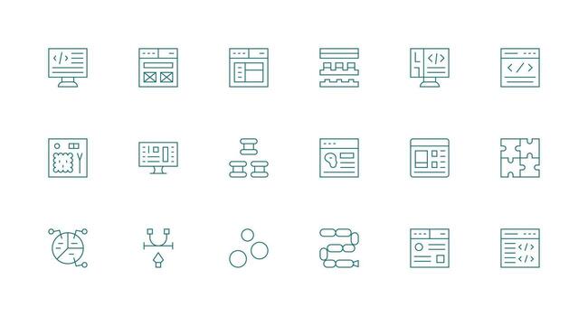 18 Minimal Line Icons for Elements Graphics Organized Icon Pack for Quick Access vector
