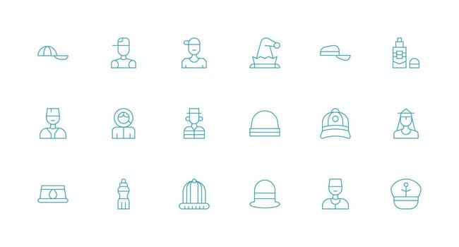18 Icons for Cap in Minimal Line Format Sharp Icons for Presentations vector