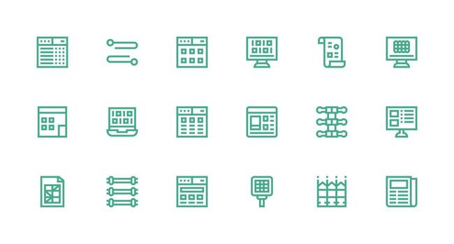 18 Icons for Rows in Strong Stroke Line Format Lightweight Icon Series vector