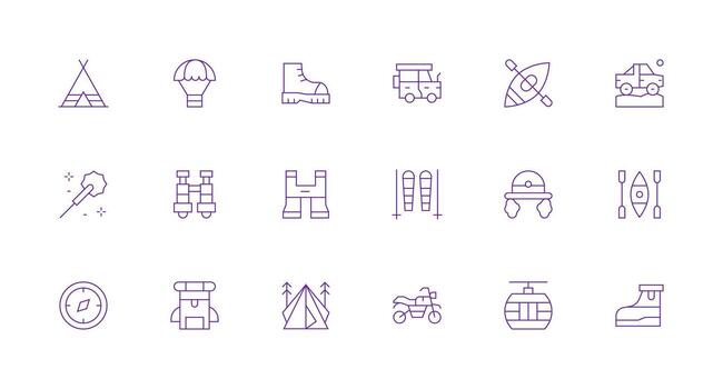Adventure Design Icons featuring 18 in Minimal Line Style Simple Icons for Interface and Wireframes vector