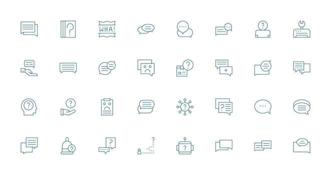 apoyo solicitud diseño íconos presentando 32 en Delgado línea estilo ordenado icono conjunto vector