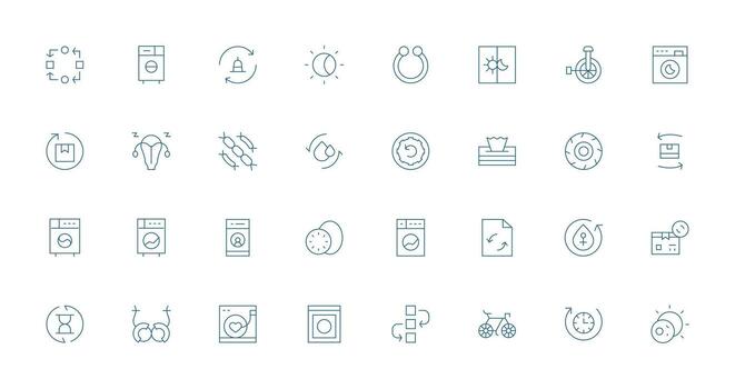 Cycle Design Icons featuring 32 in Thin Line Style Essential Icons for Rapid UI Building vector