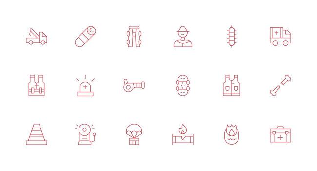 mínimo línea íconos desde emergencia conjunto con 18 vectores todas dispositivo compatible icono conjunto