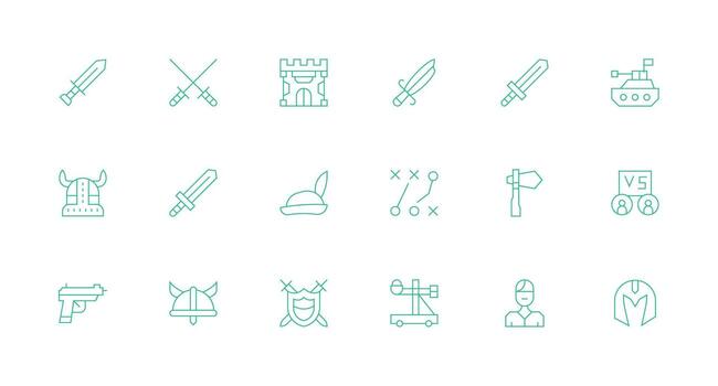 Minimal Line Style Battle Icons with 18 Vectors Dashboard Icon Series