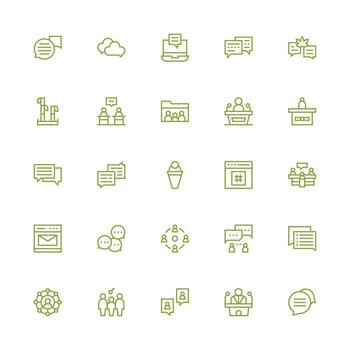Forum including 25 Medium Stroke Outline Illustrations Balanced Icon Set for Functional Design vector