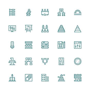 niveles diseño íconos presentando 25 en medio carrera contorno estilo rápido acceso íconos para ui desarrollo vector