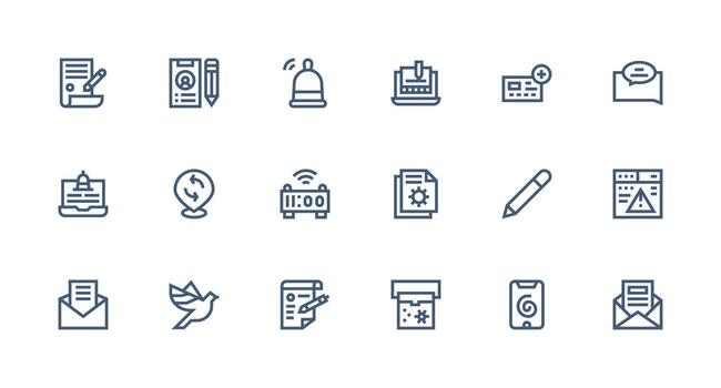 actualizar icono conjunto con 18 fuerte carrera línea gráficos funcional icono serie vector