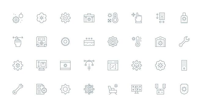 32 Delgado línea vectores para ajustar tema limpiar icono colección para web utilizar