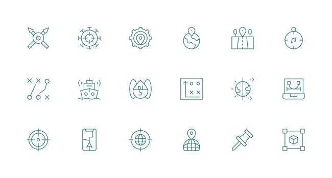 Minimal Line Icons from Positioning Set with 18 Vectors Multi-Style Icon Collection