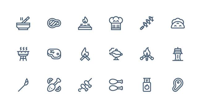 18 Icons for Barbecue in Strong Stroke Line Format Sharp Icons for Presentations vector