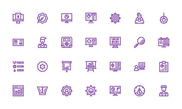 28 negrita línea íconos para tablero gráficos ui y ux enfocado icono colección vector