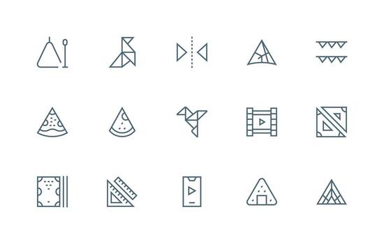 Triangle Design Icons featuring 15 in Regular Line Style Modern Icon Set vector