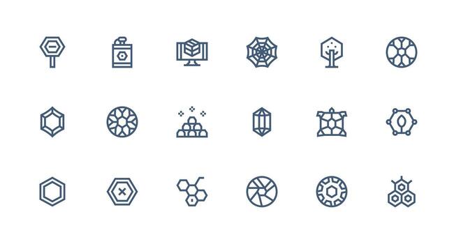 18 Strong Stroke Line Style Icons from Hexagon Collection Icon Pack for UI vector