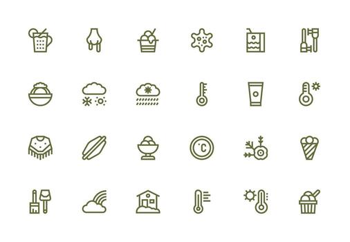 Thick Line Line Style Cold Icons with 24 Vectors Interface Icon Collection for Daily Projects
