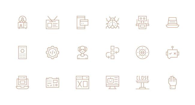 mínimo línea íconos desde programa conjunto con 18 vectores interfaz icono colección para diario proyectos