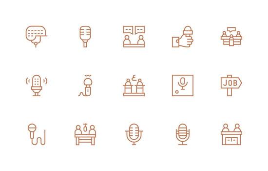 Interview Visual Pack containing 15 Regular Line Icons Essential Icon Set for Teams vector