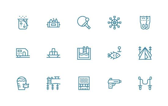 15 Regular Line Icons for Recreational Graphics Reusable Icon Set vector