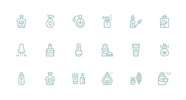 18 mínimo línea diseños para fragancia íconos pulcramente diseñado íconos para web plataformas vector
